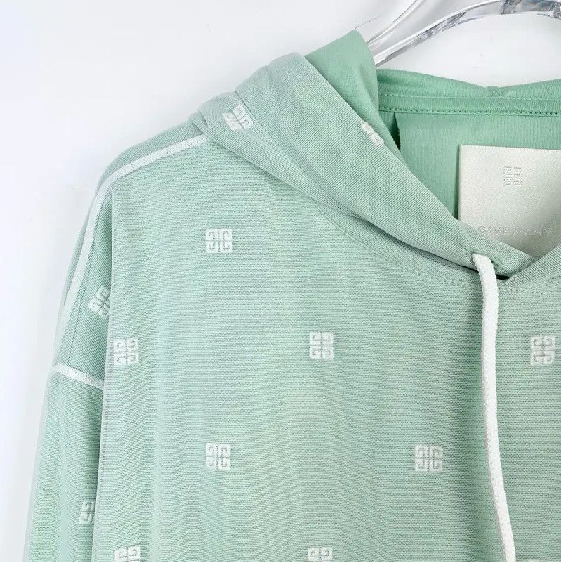 Givenchy Givenchy XS Green Logo Cotton Long Sleeve Hoodie 0089 Size XS / US 0-2 / IT 36-38 - 3 Thumbnail