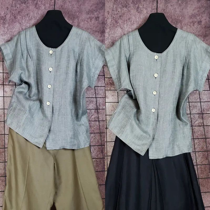 Givenchy Givenchy Gray Linen Short Sleeve Cardigan 0089 Size M / US 6-8 / IT 42-44 - 2 Thumbnail