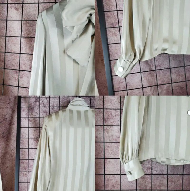 Givenchy Givenchy Spring Green Silk Striped Blouse 0089 Size S / US 4 / IT 40 - 4 Thumbnail