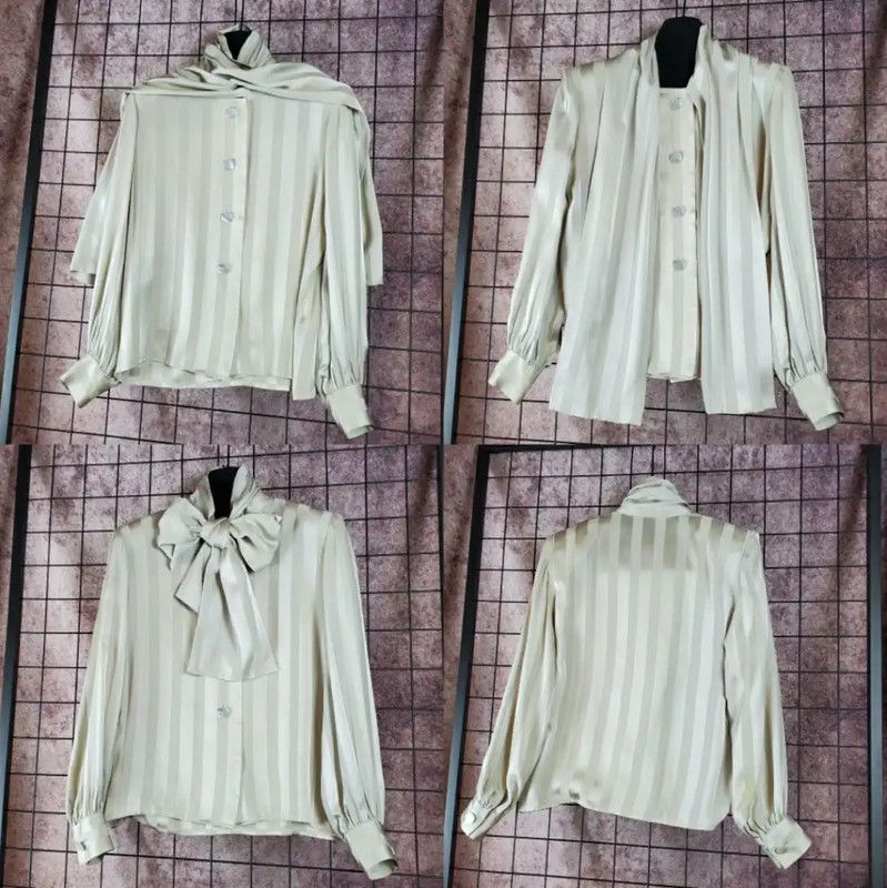 Givenchy Givenchy Spring Green Silk Striped Blouse 0089 Size S / US 4 / IT 40 - 2 Thumbnail