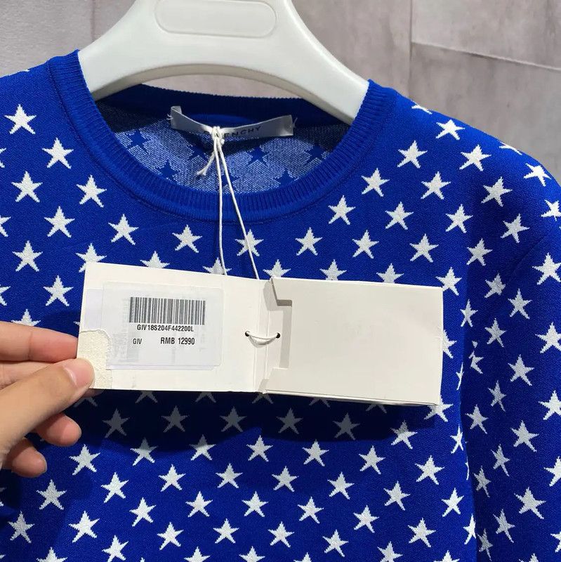 Givenchy Givenchy Blue Print Long Sleeve Dress 0089 Size L / US 10 / IT 46 - 2 Thumbnail