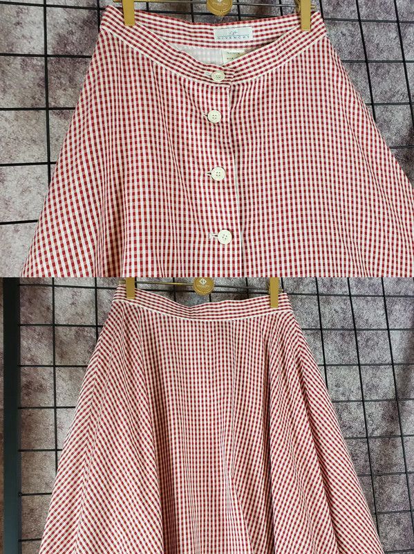 Givenchy Givenchy Pink Cotton Gingham Long Skirt 0089 Size 23" - 4 Thumbnail