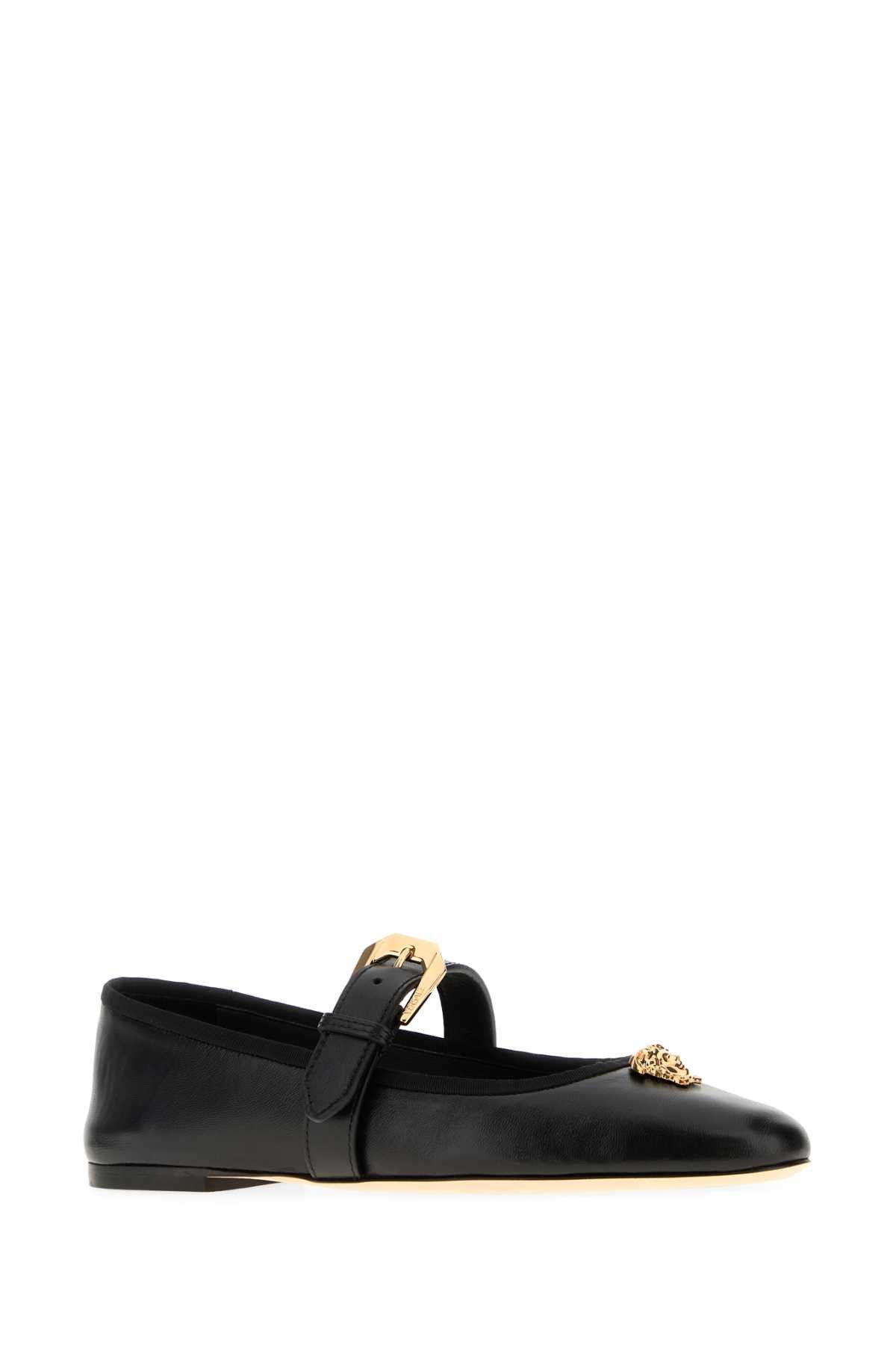 Versace Black Nappa Leather Ballerinas Size US 10 / IT 40 - 2 Thumbnail