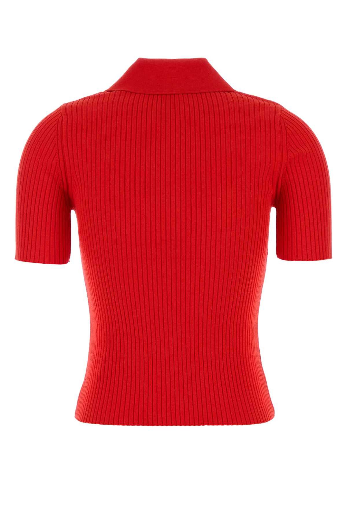 Courreges Red Viscosa Blend Polo Shirt Size M / US 6-8 / IT 42-44 - 2 Thumbnail