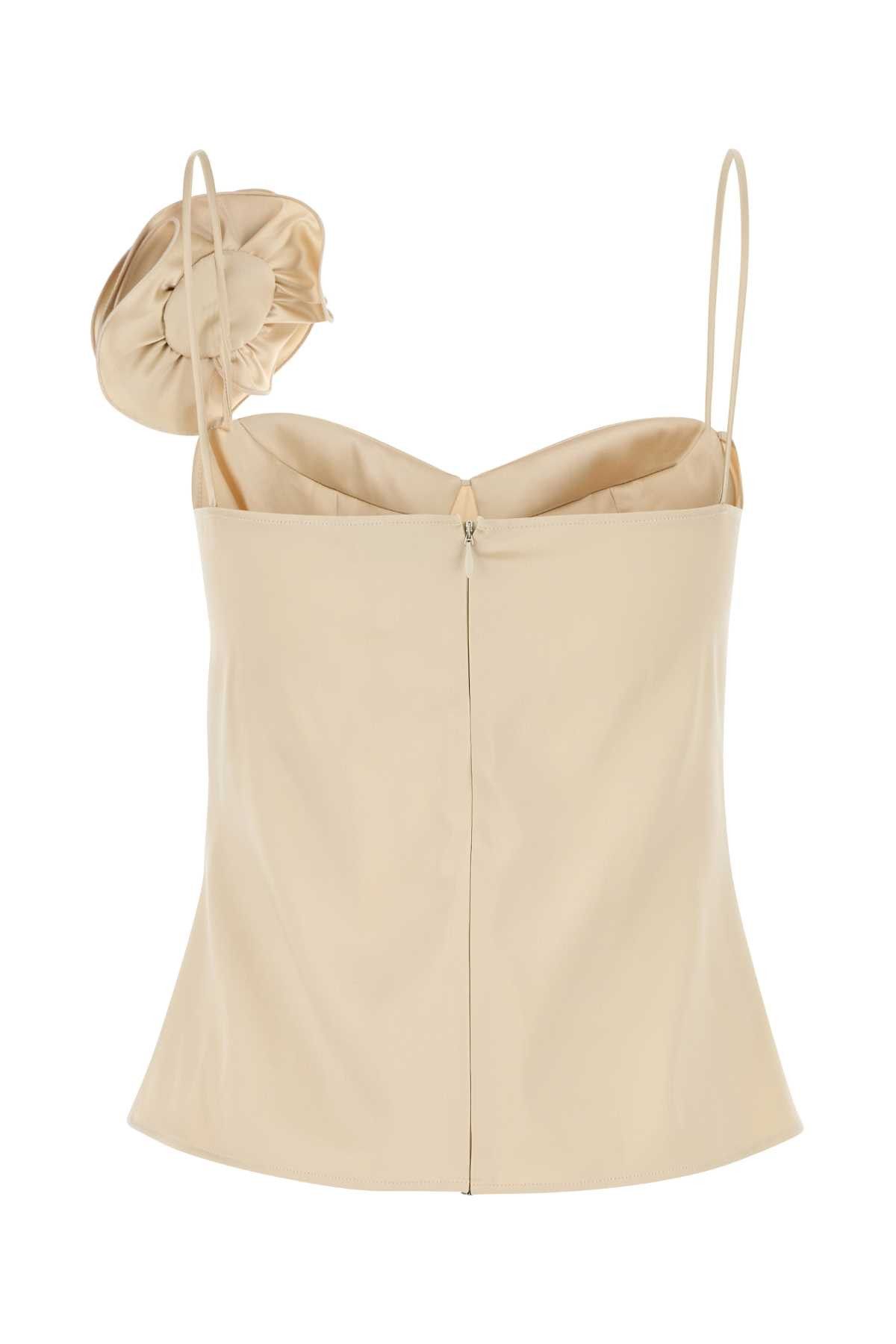 Magda Butrym Beige Stretch Satin Top Size M / US 6-8 / IT 42-44 - 2 Thumbnail