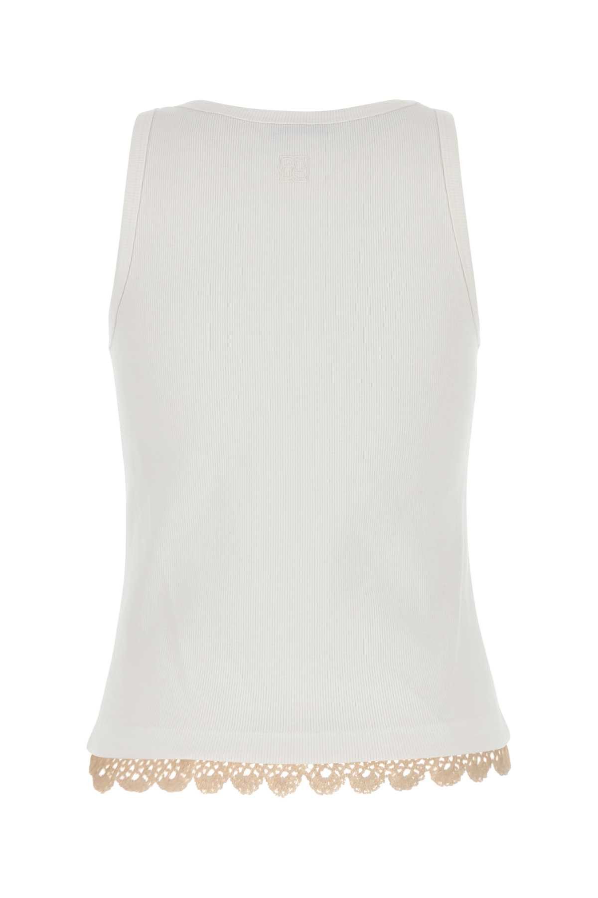 Magda Butrym White Stretch Cotton Tank Top Size M / US 6-8 / IT 42-44 - 2 Thumbnail