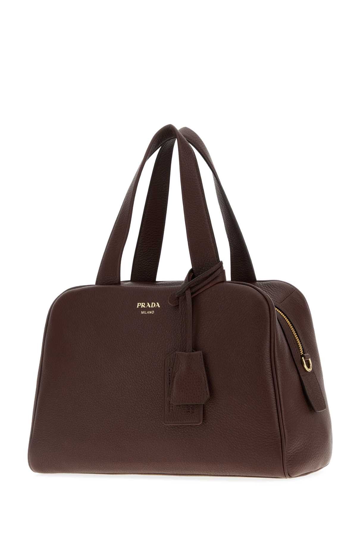 Prada Brown Leather Handbag Size ONE SIZE - 2 Thumbnail