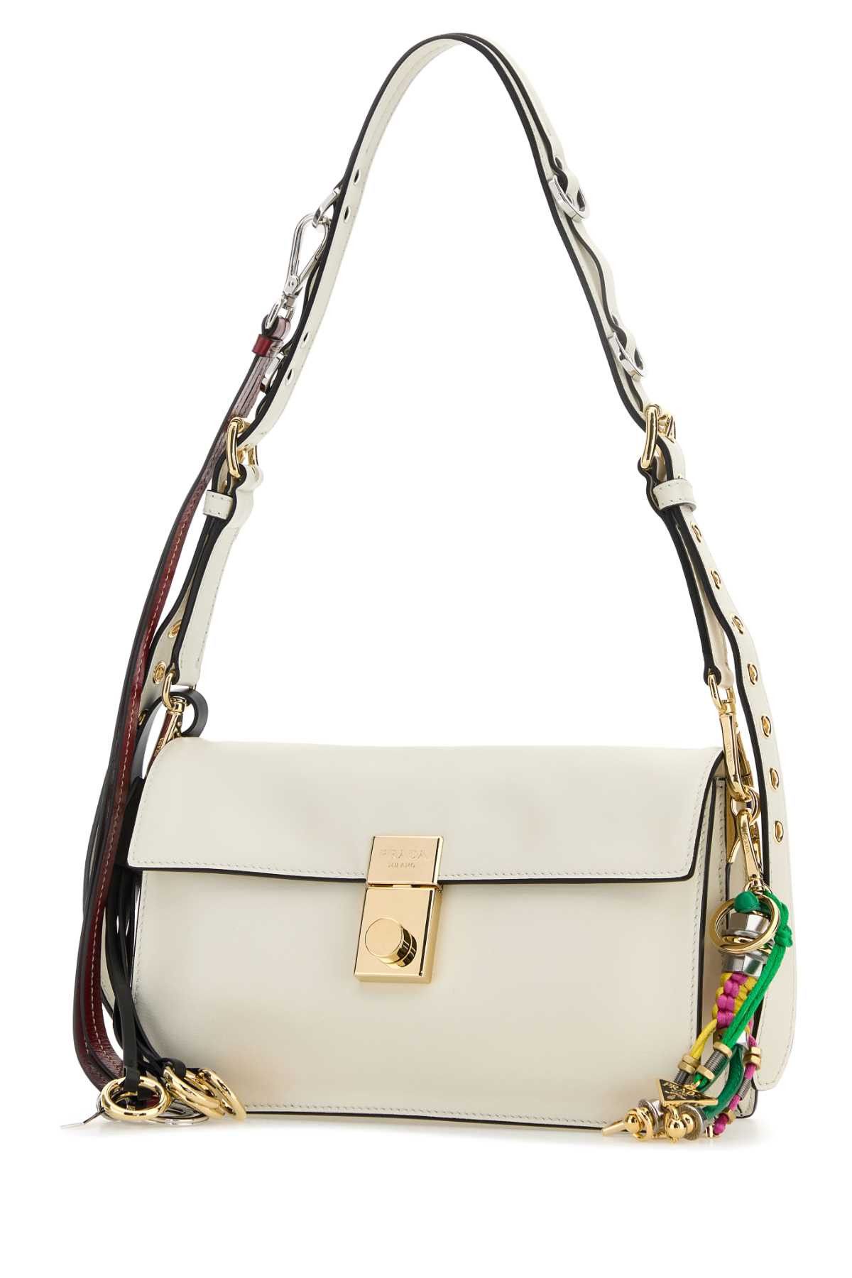Prada White Leather Small Prada Soft Sound Shoulder Bag Size ONE SIZE - 2 Thumbnail