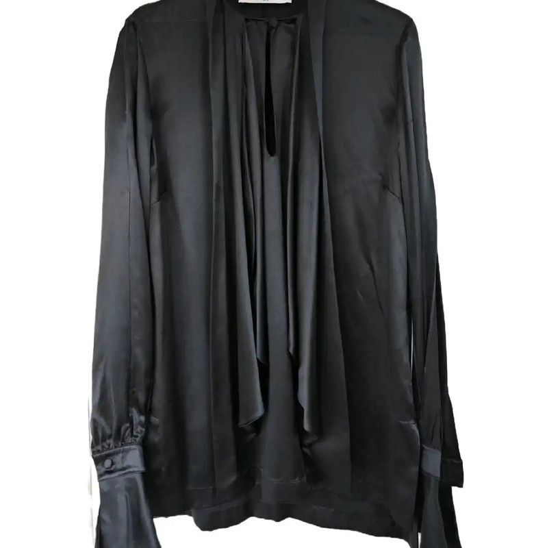 Givenchy Givenchy Black Silk Long-Sleeve Blouse 0089 Size S / US 4 / IT 40 - 4 Thumbnail