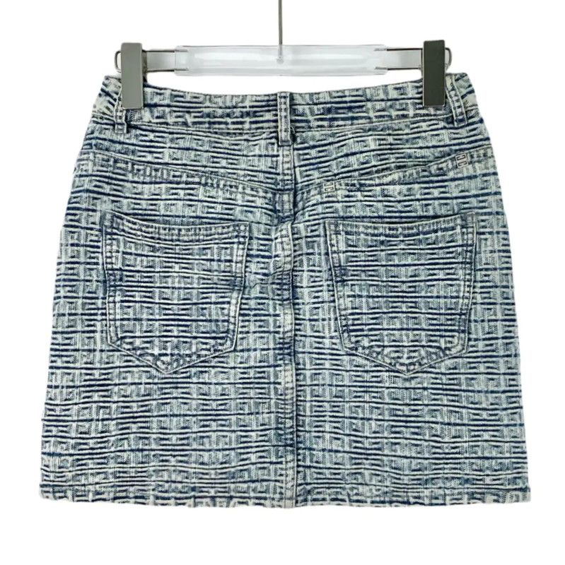 Givenchy Givenchy Light Blue Cotton Midi Skirt 0089 Size 23" - 2 Thumbnail