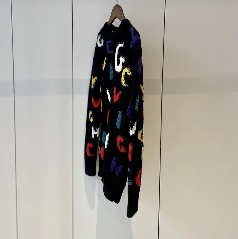 Givenchy Givenchy Black Wool Knit Sweater with Colorful Letters 0089 Size XS / US 0-2 / IT 36-38 - 3 Thumbnail
