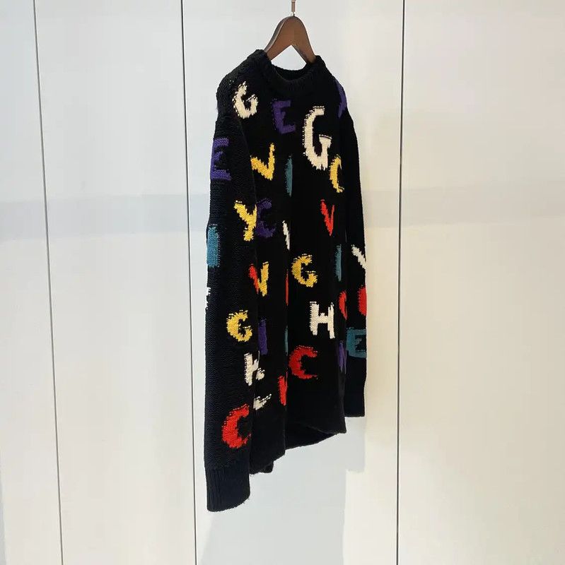 Givenchy Givenchy Black Wool Knit Sweater with Colorful Letters 0089 Size XS / US 0-2 / IT 36-38 - 2 Thumbnail