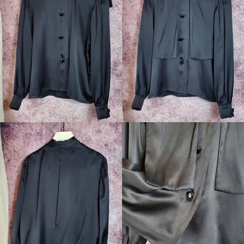 Givenchy Givenchy Black Silk Long Sleeve Blouse 0089 Size M / US 6-8 / IT 42-44 - 5 Thumbnail