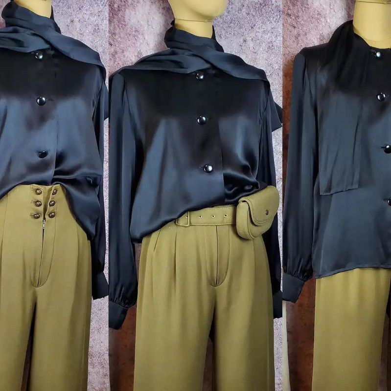 Givenchy Givenchy Black Silk Long Sleeve Blouse 0089 Size M / US 6-8 / IT 42-44 - 2 Thumbnail