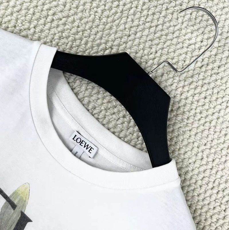 Loewe Loewe White Floral Logo T-Shirt 0089 Size S / US 4 / IT 40 - 3 Thumbnail