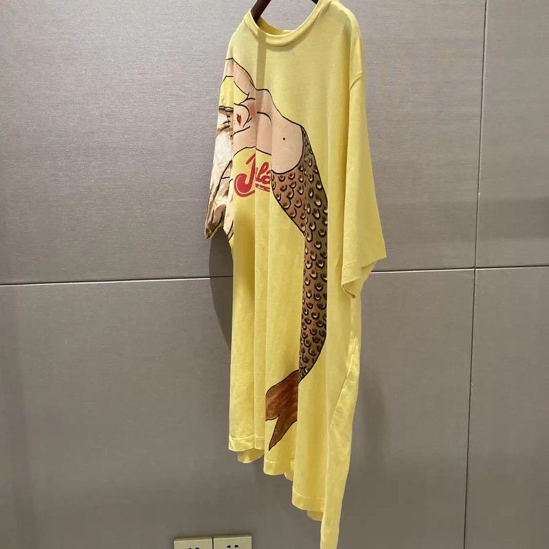 Loewe Loewe Summer Yellow Cotton Graphic T-Shirt 0089 Size XS / US 0-2 / IT 36-38 - 4 Thumbnail