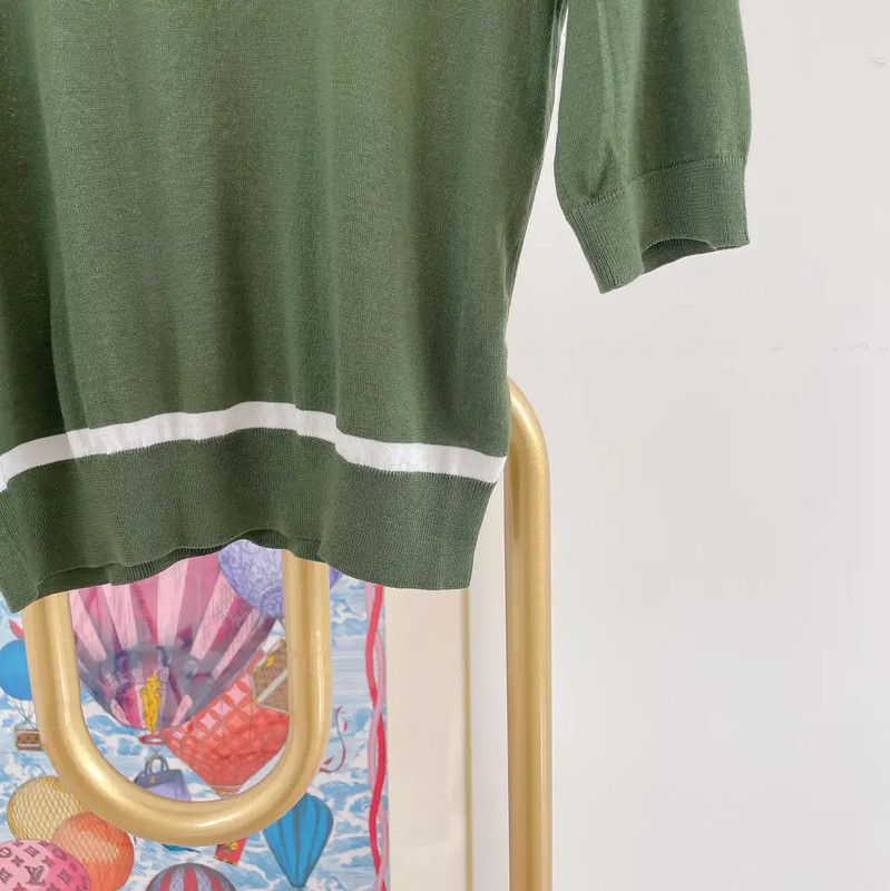 Loewe Loewe Green Wool Short Sleeve Knit Top 0089 Size XS / US 0-2 / IT 36-38 - 4 Thumbnail