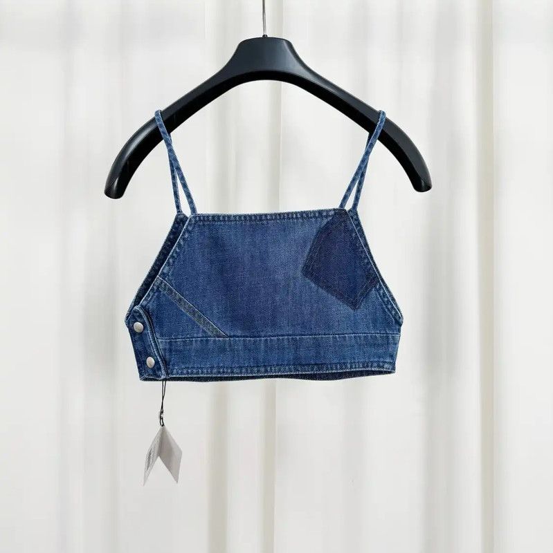 Loewe Loewe Summer Denim Blue Logo Cropped Top 0089 Size S / US 4 / IT 40 - 2 Thumbnail