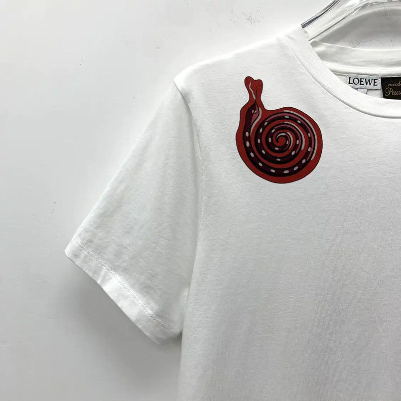 Loewe Loewe White Cotton Graphic T-Shirt for Women 0089 Size M / US 6-8 / IT 42-44 - 3 Thumbnail