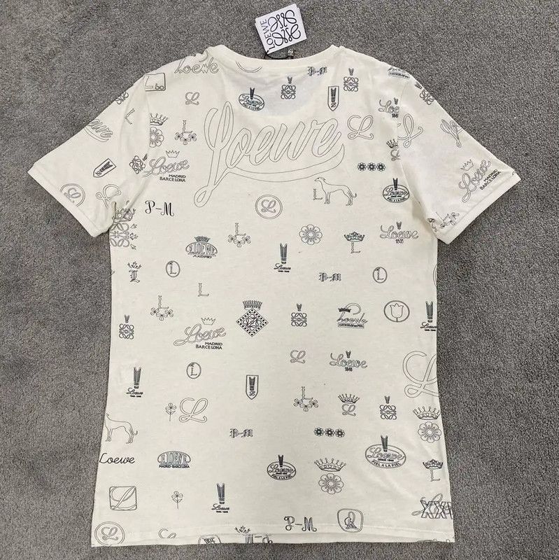 Loewe Loewe Summer Cream Cotton Short Sleeve T-Shirt 0089 Size L / US 10 / IT 46 - 3 Thumbnail