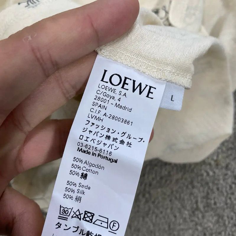 Loewe Loewe Summer Cream Cotton Short Sleeve T-Shirt 0089 Size L / US 10 / IT 46 - 4 Thumbnail