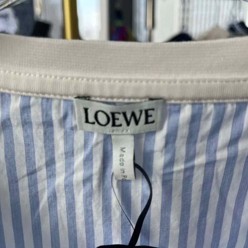 Loewe Loewe Women's White T-Shirt with Striped Detail 0089 Size S / US 4 / IT 40 - 3 Thumbnail