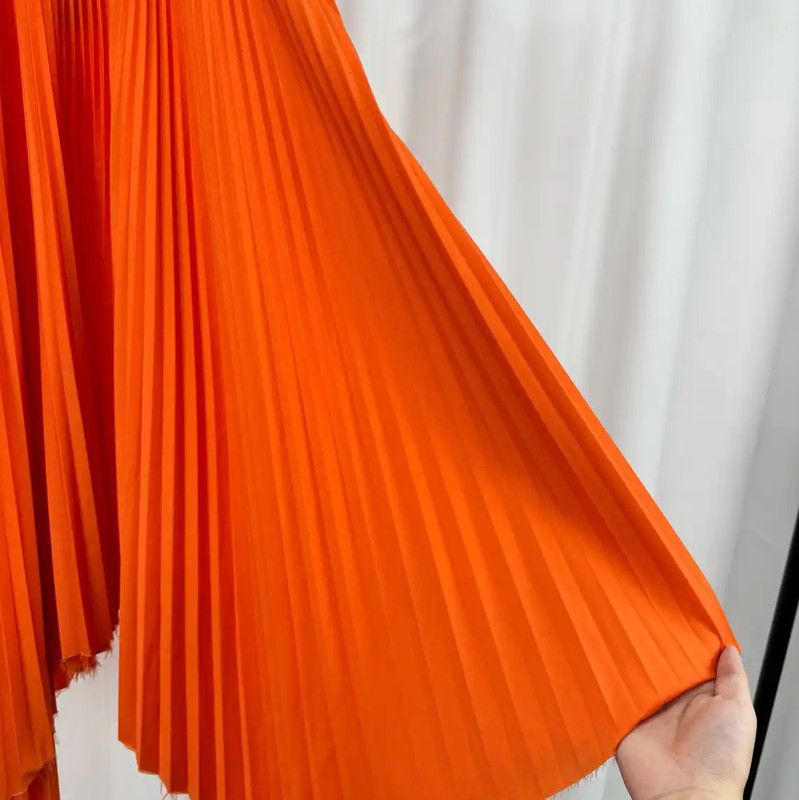 Loewe Loewe Pleated Skirt in Bright Orange 0089 Size 22" - 4 Thumbnail