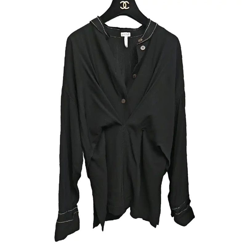 Loewe Loewe Black Long Sleeve Wool Blend Shirt 0089 Size S / US 4 / IT 40 - 3 Thumbnail