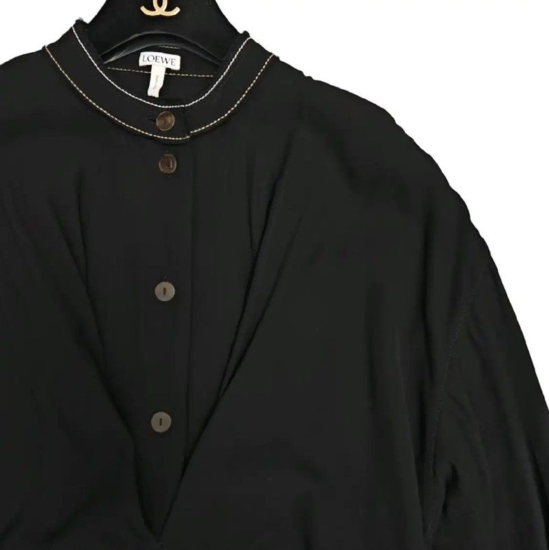 Loewe Loewe Black Long Sleeve Wool Blend Shirt 0089 Size S / US 4 / IT 40 - 4 Thumbnail