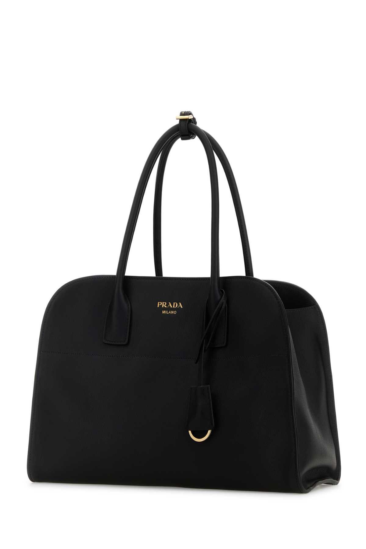 Prada Black Leather Medium Shopping Bag Size ONE SIZE - 2 Thumbnail