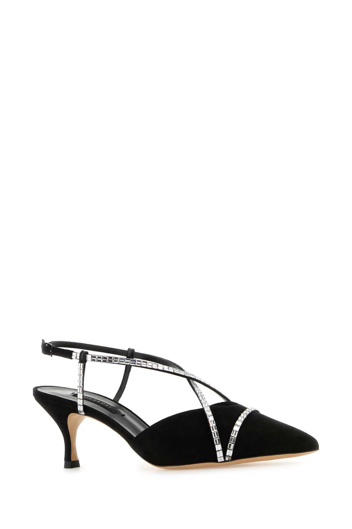 Black Suede Starsway Julia Pumps