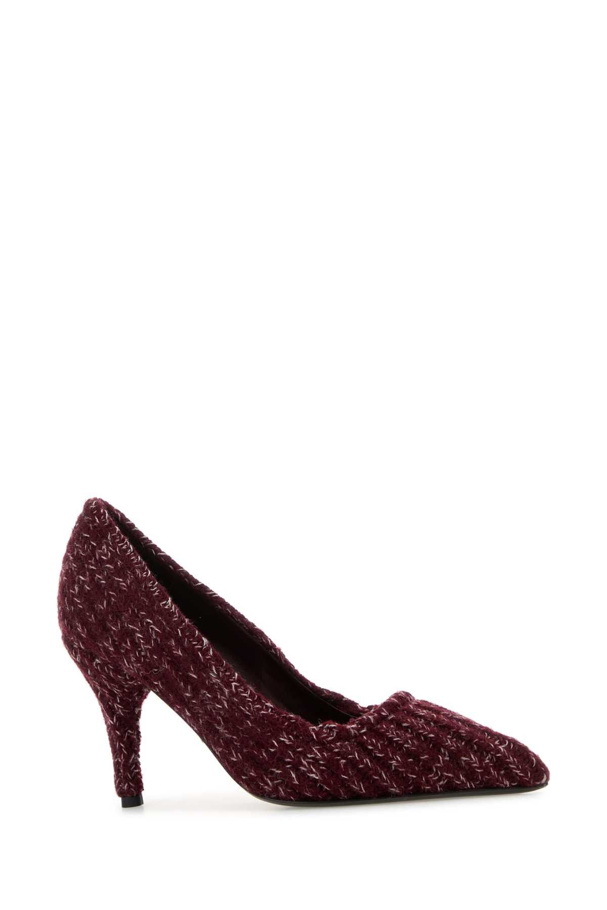 Prada Melange Bordeaux Fabric Pumps Size US 7 / IT 37 - 2 Thumbnail