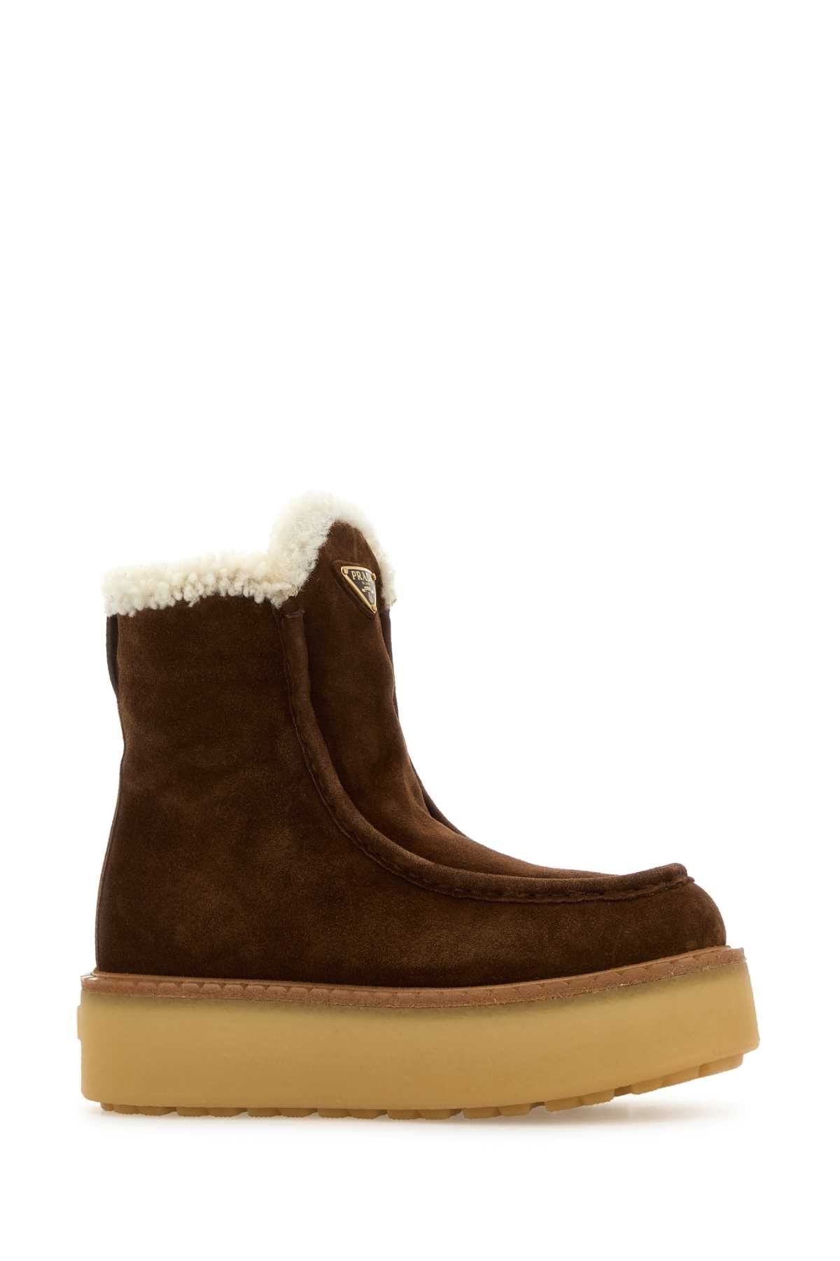 Prada Brown Suede Ankle Boots Size US 6 / IT 36 - 2 Thumbnail