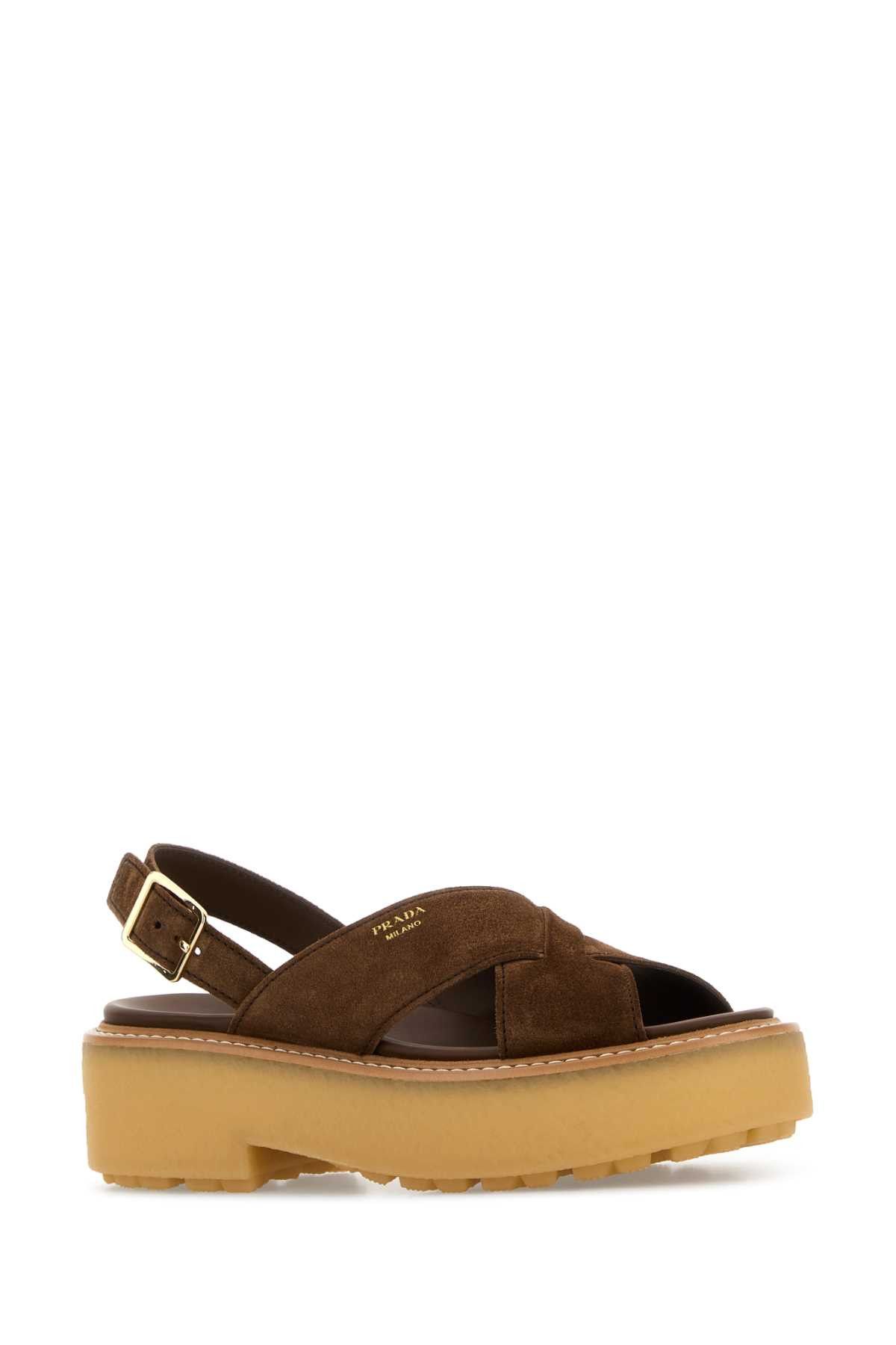 Prada Brown Suede Sandals Size US 10 / IT 40 - 2 Thumbnail