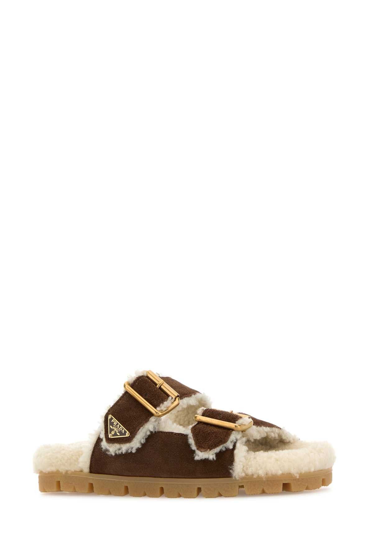 Prada Brown Suede Slippers Size US 9 / IT 39 - 2 Thumbnail