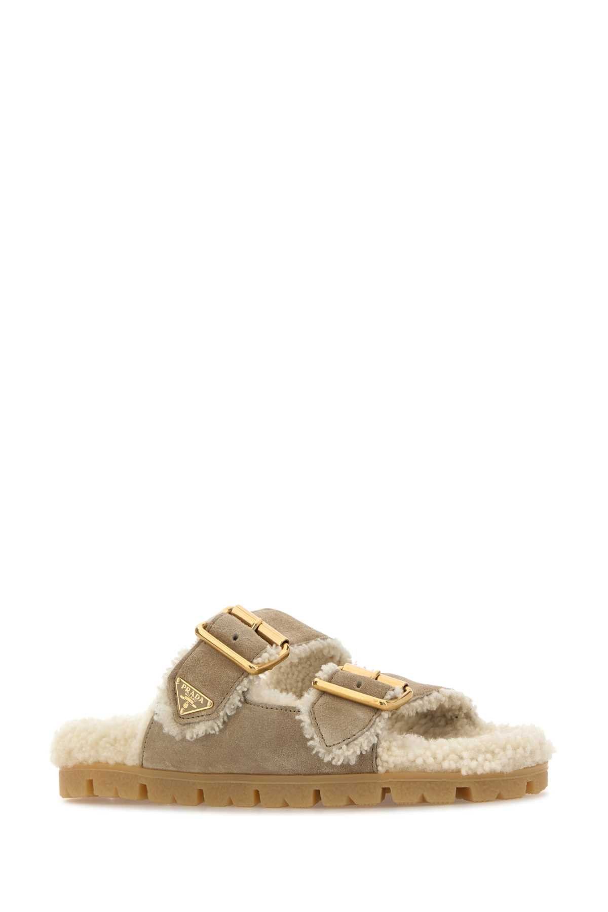 Prada Sand Suede Slippers Size US 11 / IT 41 - 2 Thumbnail