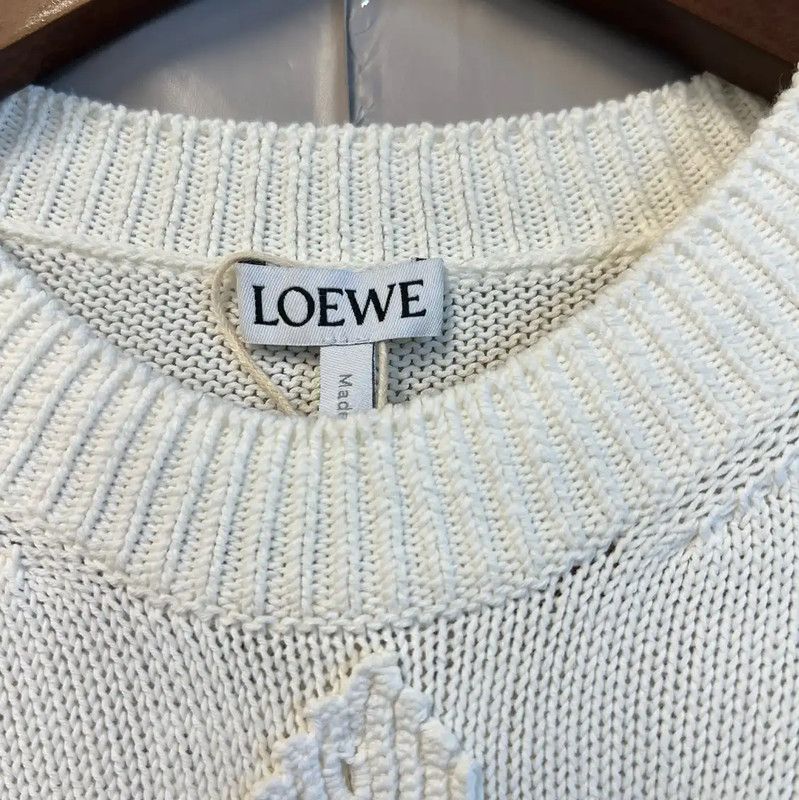 Loewe Loewe White Knit Short Sleeve Sweater 0089 Size M / US 6-8 / IT 42-44 - 4 Thumbnail
