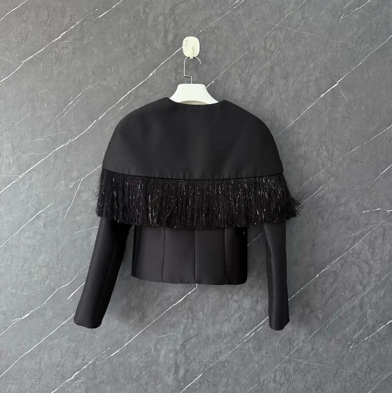 Loewe Loewe Black Cotton Women's Jacket with Fringes 0089 Size ONE SIZE - 2 Thumbnail