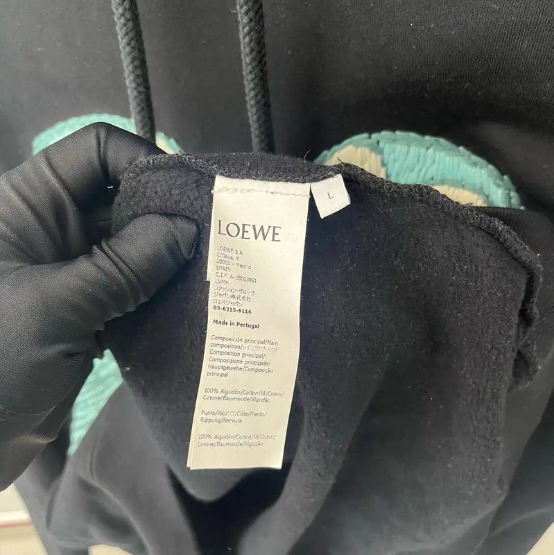 Loewe Loewe Black Cotton Long Sleeve Hoodie 0089 Size L / US 10 / IT 46 - 4 Thumbnail