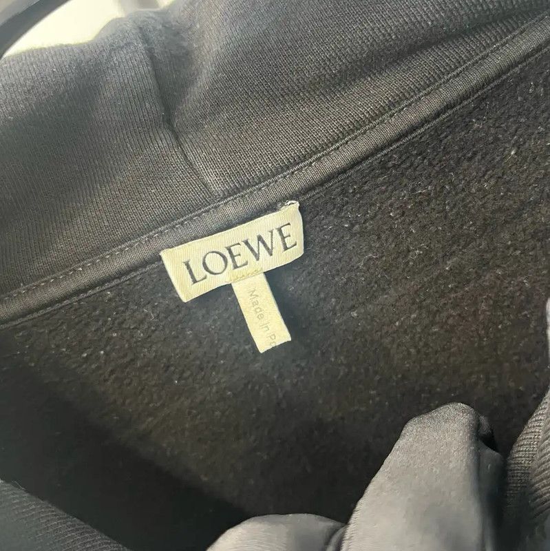 Loewe Loewe Black Cotton Long Sleeve Hoodie 0089 Size L / US 10 / IT 46 - 3 Thumbnail