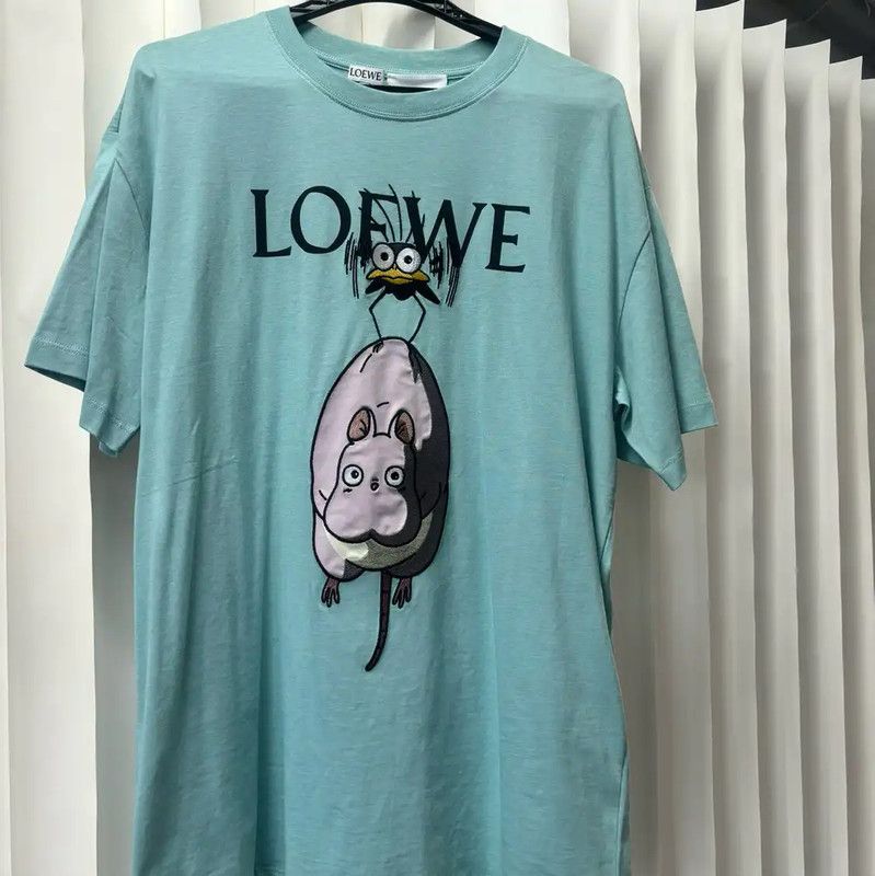 Loewe Loewe Summer Lake Blue Cotton Embroidered T-Shirt 0089 Size S / US 4 / IT 40 - 3 Thumbnail