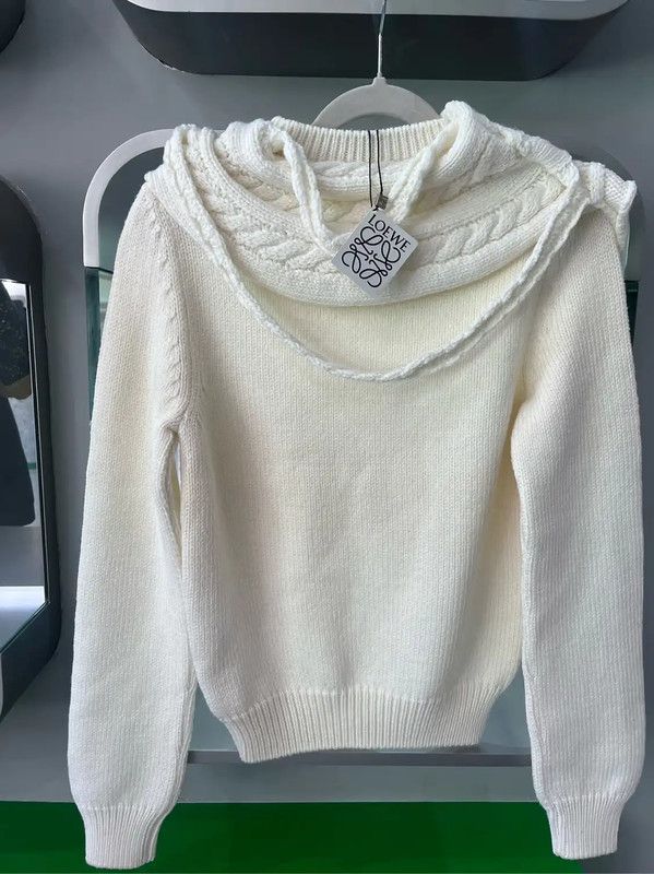 Loewe Loewe White Cashmere Long Sleeve Sweater 0089 Size XS / US 0-2 / IT 36-38 - 2 Thumbnail