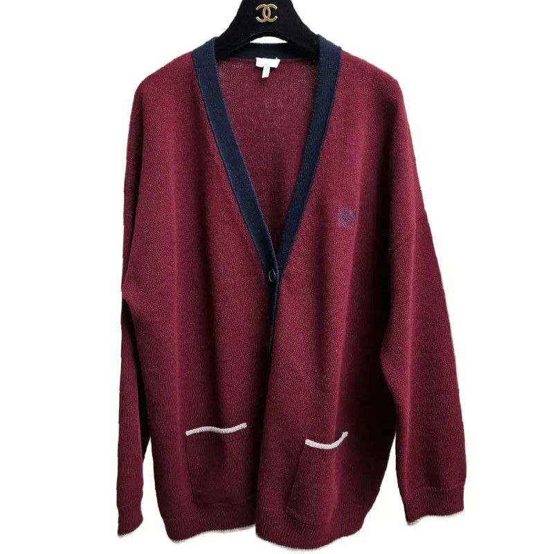 Loewe Loewe Elegant Wine Red Wool Cardigan 0089 Size ONE SIZE - 2 Thumbnail