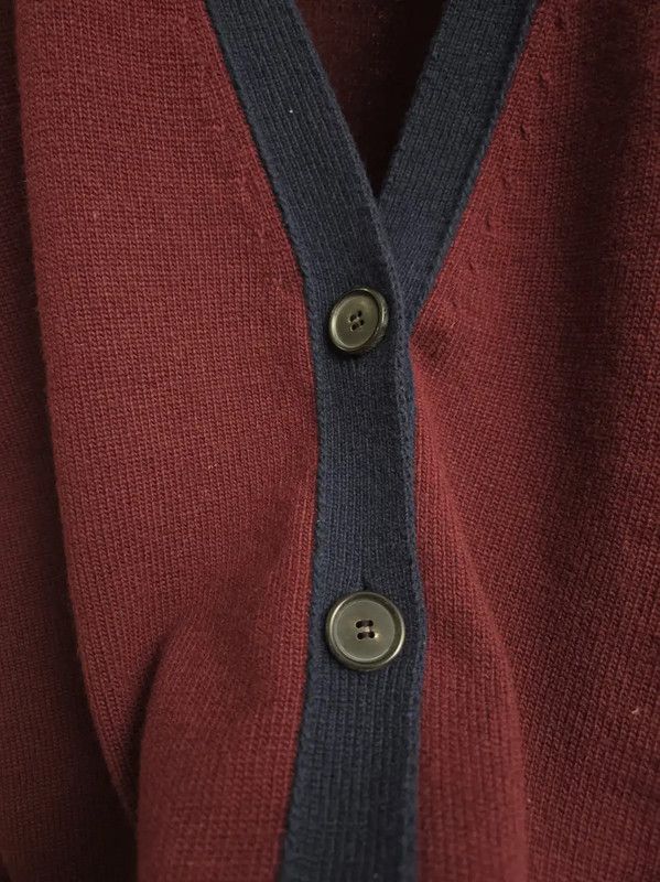 Loewe Loewe Elegant Wine Red Wool Cardigan 0089 Size ONE SIZE - 6 Thumbnail