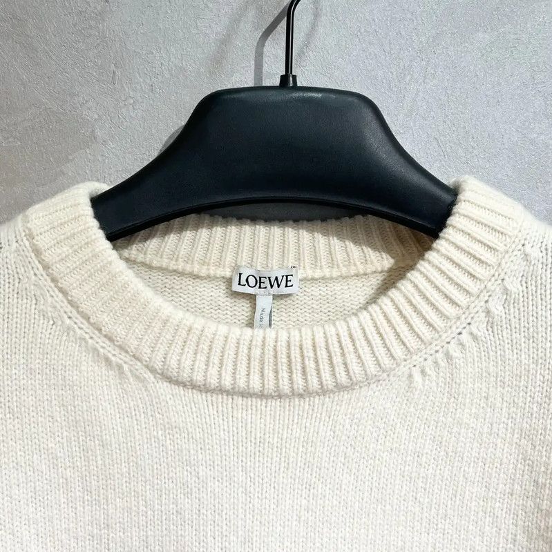 Loewe Loewe Ivory Wool Knit Sweater for Women 0089 Size L / US 10 / IT 46 - 2 Thumbnail