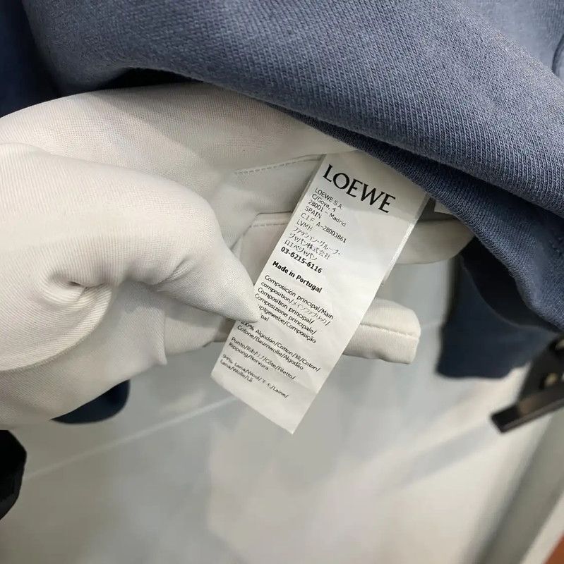 Loewe Loewe Blue Cotton Cropped Long Sleeve Sweatshirt 0089 Size XS / US 0-2 / IT 36-38 - 5 Thumbnail