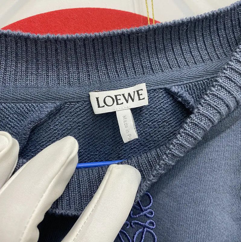 Loewe Loewe Blue Cotton Cropped Long Sleeve Sweatshirt 0089 Size XS / US 0-2 / IT 36-38 - 4 Thumbnail