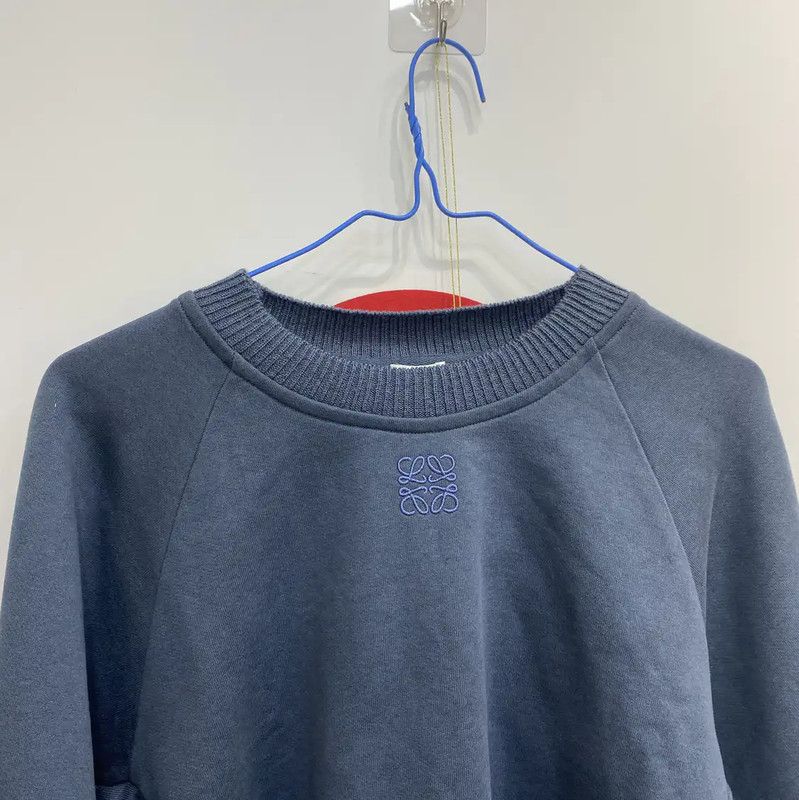 Loewe Loewe Blue Cotton Cropped Long Sleeve Sweatshirt 0089 Size XS / US 0-2 / IT 36-38 - 3 Thumbnail