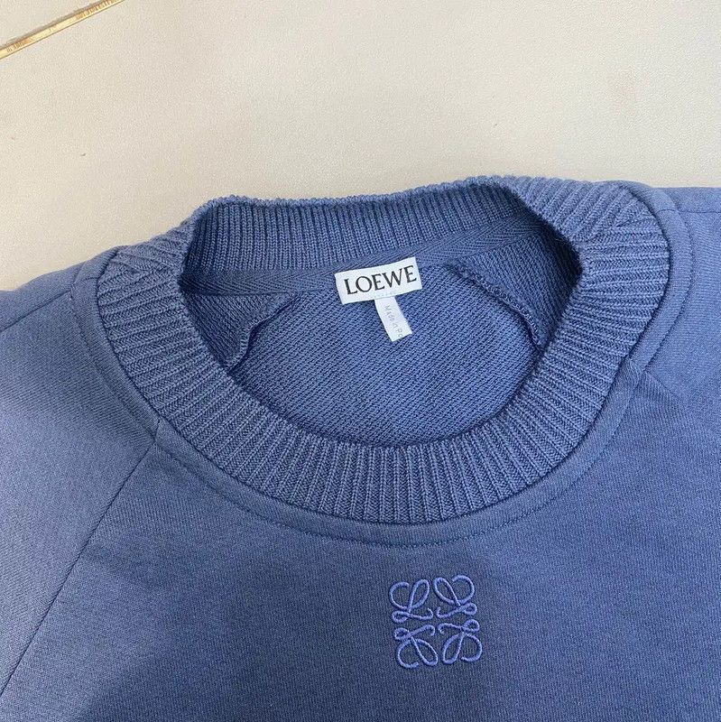 Loewe Loewe Blue Cotton Cropped Long Sleeve Sweatshirt 0089 Size XS / US 0-2 / IT 36-38 - 10 Thumbnail