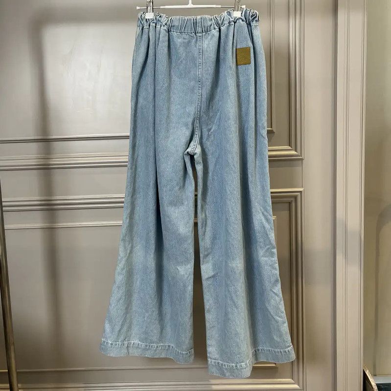 Loewe Loewe Blue Cotton Logo Wide-Leg Pants 0089 Size 27" / US 4 / IT 40 - 2 Thumbnail